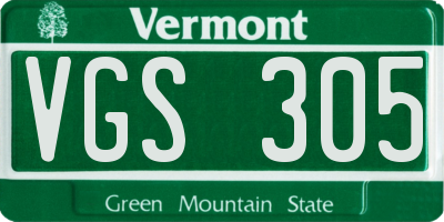 VT license plate VGS305