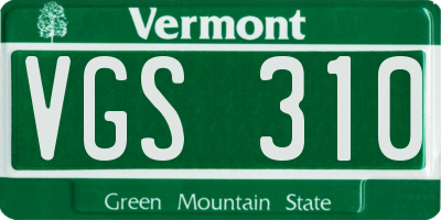VT license plate VGS310