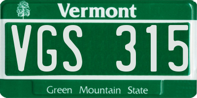 VT license plate VGS315