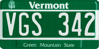 VT license plate VGS342