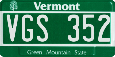 VT license plate VGS352