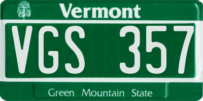 VT license plate VGS357