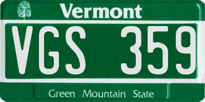 VT license plate VGS359