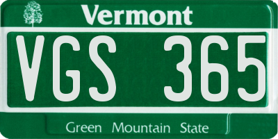 VT license plate VGS365