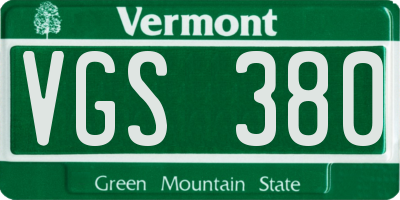 VT license plate VGS380
