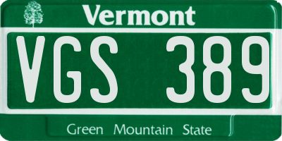VT license plate VGS389