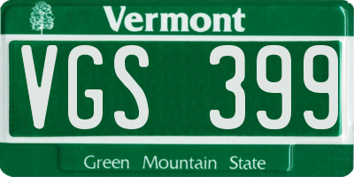 VT license plate VGS399