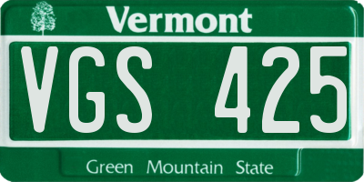 VT license plate VGS425