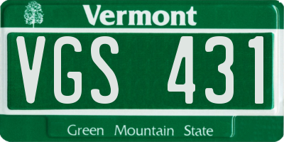 VT license plate VGS431
