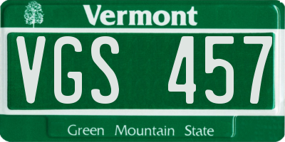 VT license plate VGS457