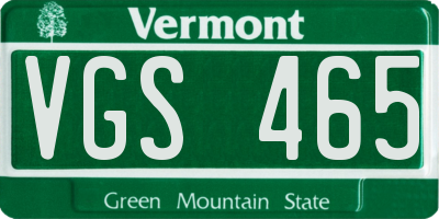 VT license plate VGS465