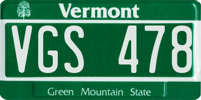VT license plate VGS478