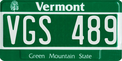VT license plate VGS489