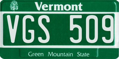 VT license plate VGS509