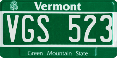 VT license plate VGS523