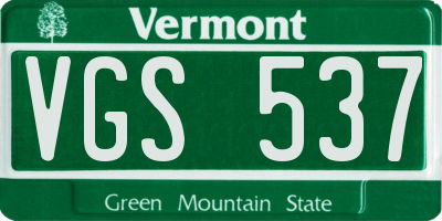 VT license plate VGS537