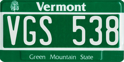 VT license plate VGS538