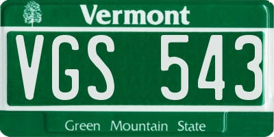 VT license plate VGS543