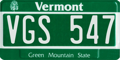 VT license plate VGS547