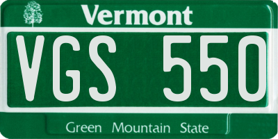 VT license plate VGS550