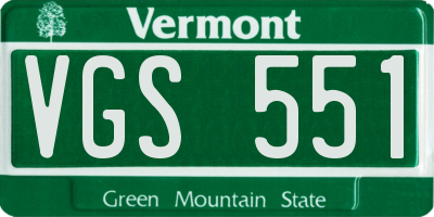 VT license plate VGS551