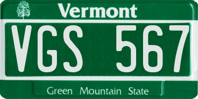 VT license plate VGS567