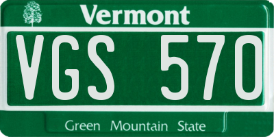 VT license plate VGS570
