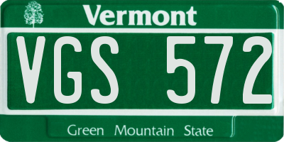 VT license plate VGS572