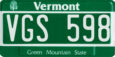 VT license plate VGS598