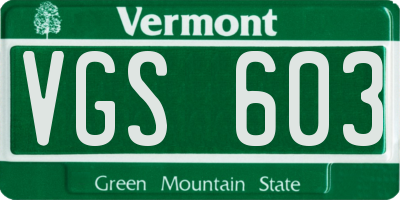 VT license plate VGS603