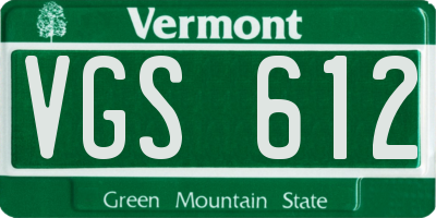 VT license plate VGS612