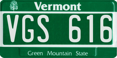 VT license plate VGS616