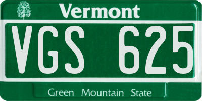 VT license plate VGS625