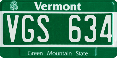 VT license plate VGS634