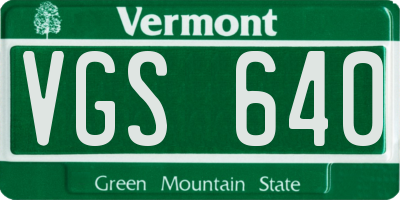 VT license plate VGS640