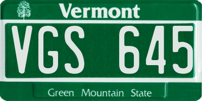 VT license plate VGS645