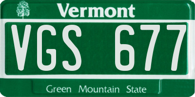 VT license plate VGS677