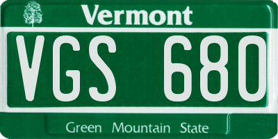 VT license plate VGS680