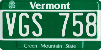 VT license plate VGS758