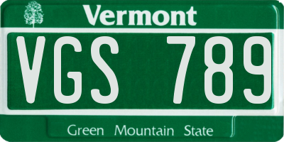 VT license plate VGS789