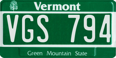 VT license plate VGS794