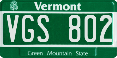 VT license plate VGS802