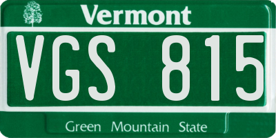 VT license plate VGS815