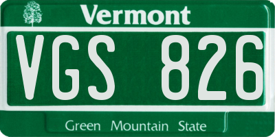 VT license plate VGS826