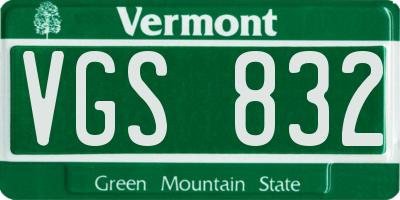 VT license plate VGS832