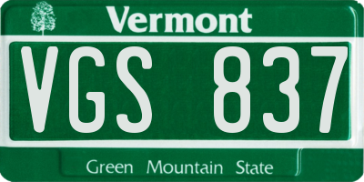 VT license plate VGS837