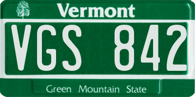 VT license plate VGS842