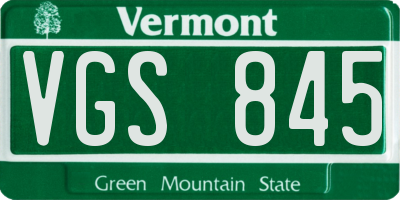 VT license plate VGS845