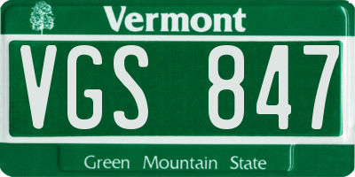 VT license plate VGS847