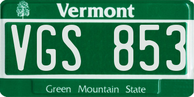VT license plate VGS853
